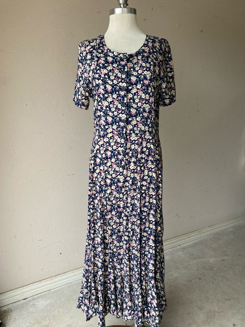 Passports / Pier 1 Imports 
Floral Navy Maxi Dress with Pink and Cream Blossoms